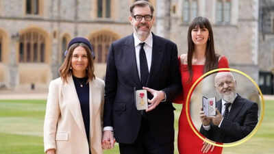 richard osman receives obe at windsor castle bill bailey and marcus wareing also get honoured by princess anne